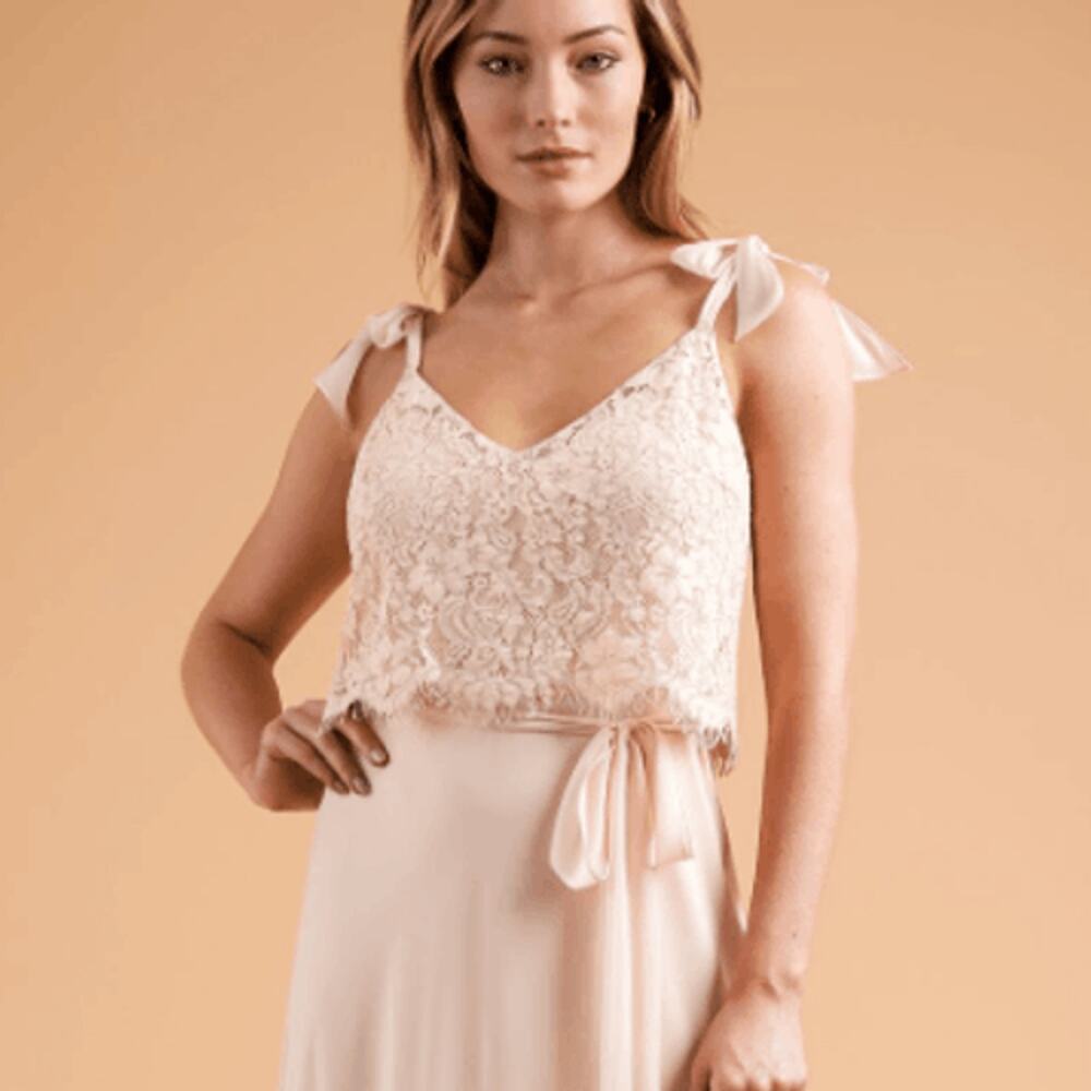 Jasmine B2 NWT Sandstone Tan Lace Ribbon Tye Top, Size 10 (DISCONTINUED)